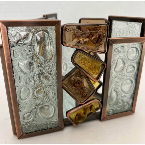 PartyLite Water's Edge Votive Mosaic Triangle Candle Holder w/ Mirror Base - Picture 3 of 6